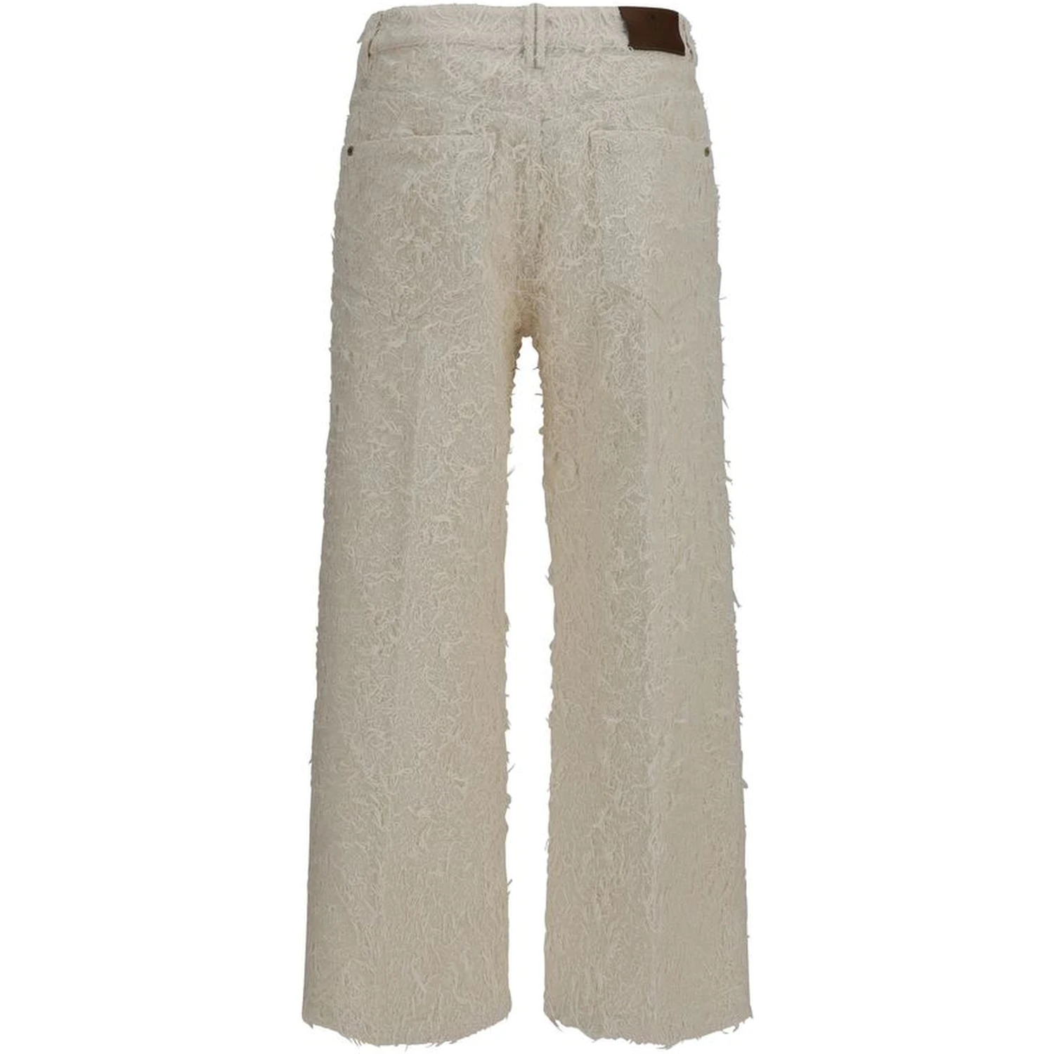 Beige Cotton Cropped Pants