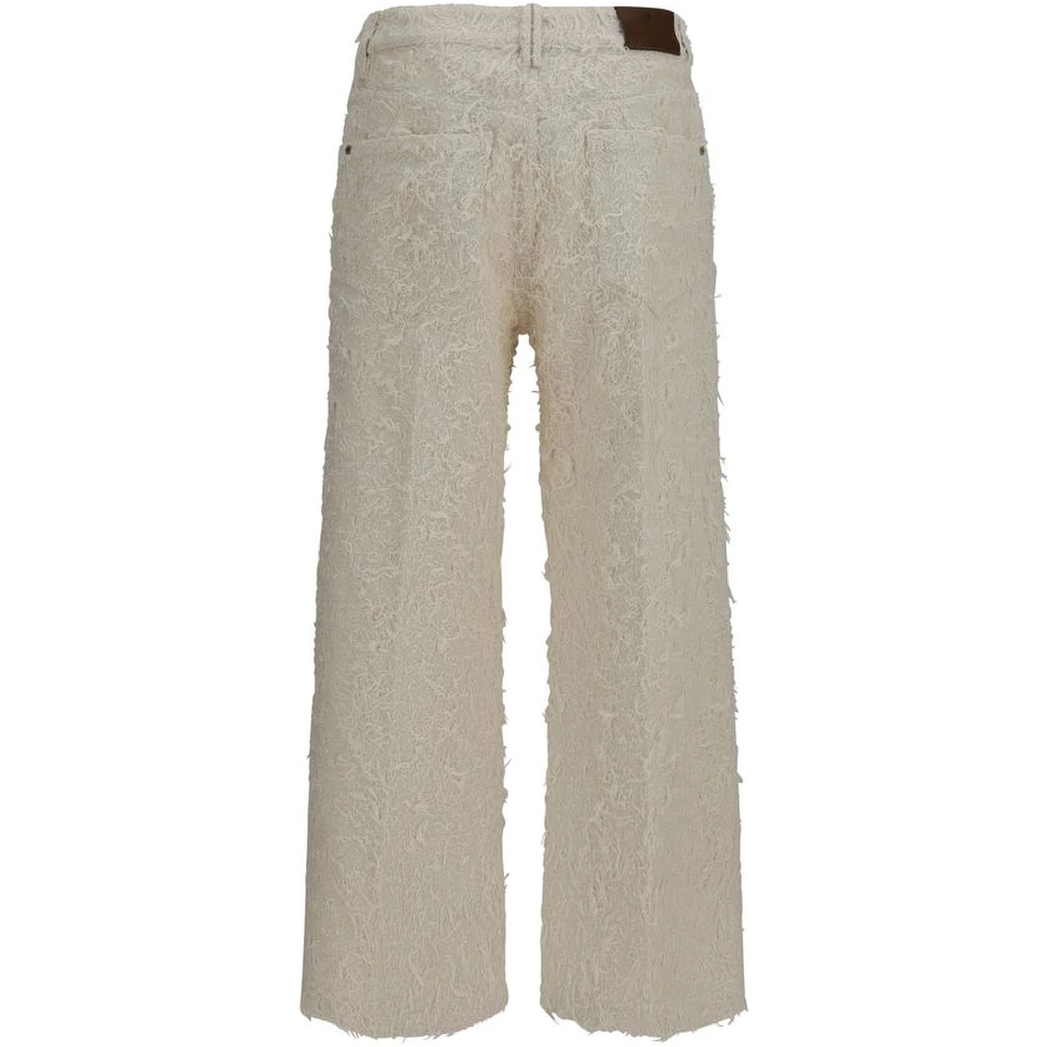 Beige Cotton Cropped Pants