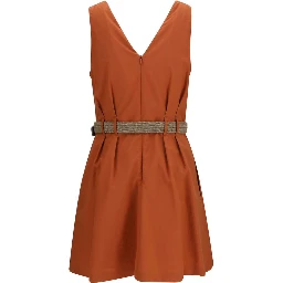 Orange Cotton Casual Dress