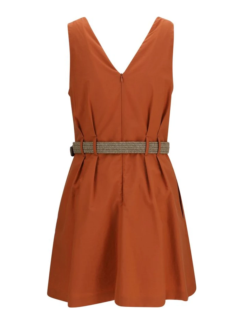 Orange Cotton Casual Dress