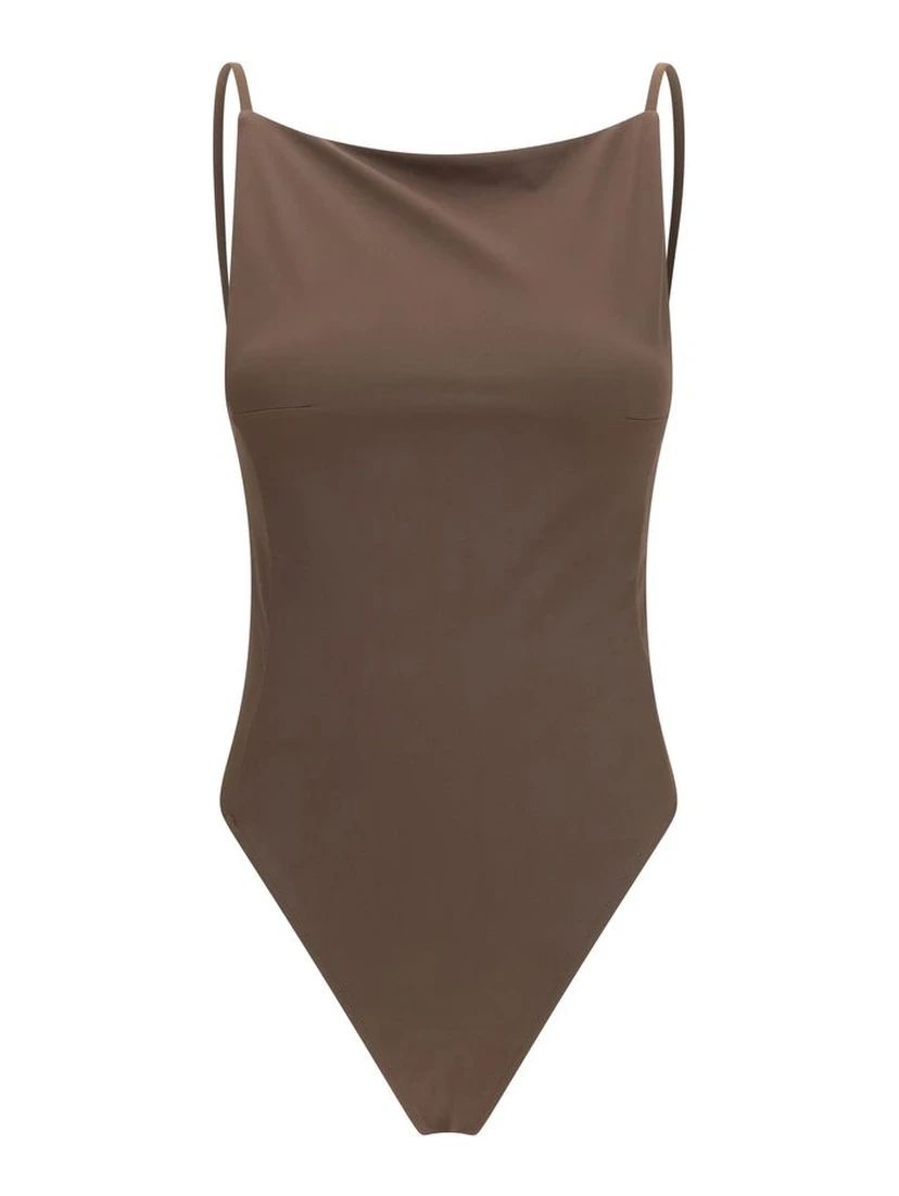 Brown Polyamide One-Piece Swimsuit