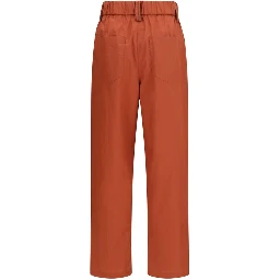 Orange Cotton Casual Pants