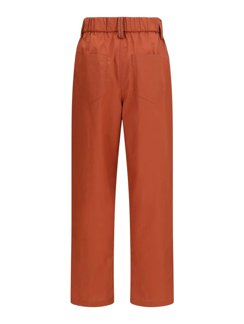 Orange Cotton Casual Pants