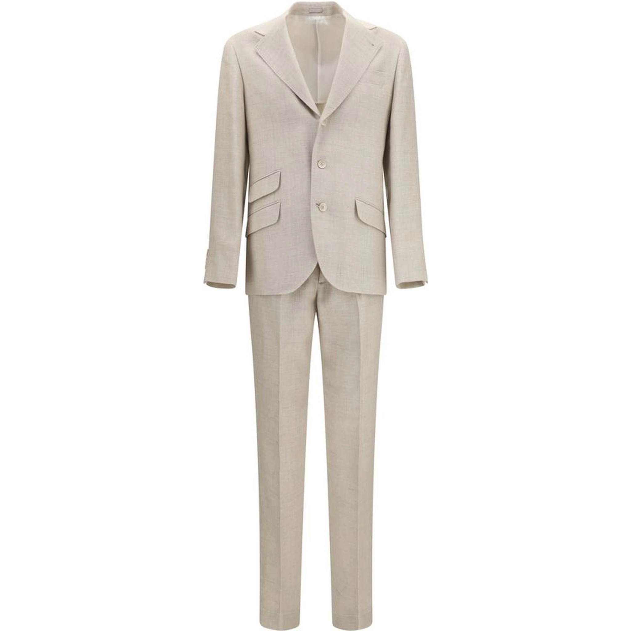 Beige Silk Two-Piece Suit