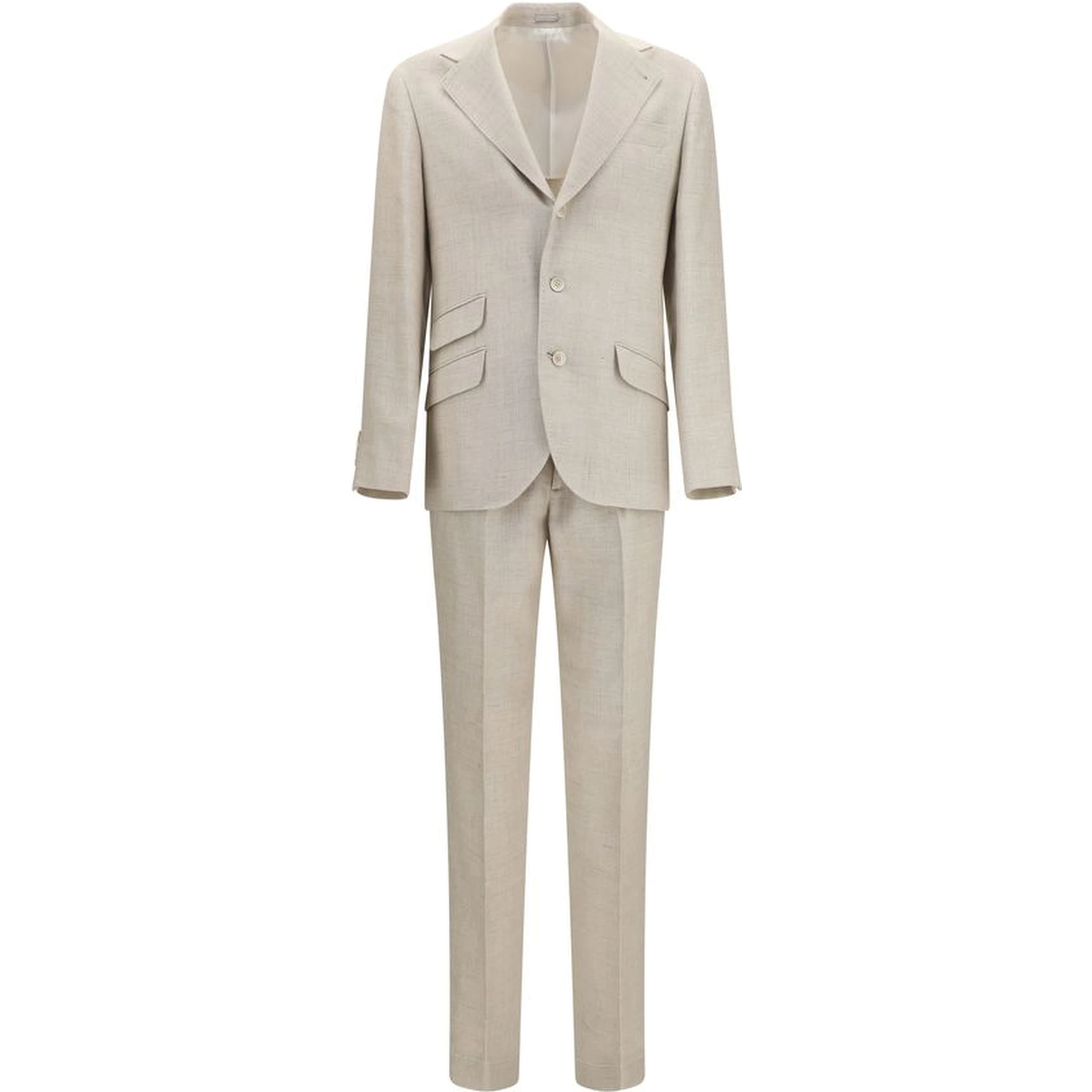Beige Silk Two-Piece Suit