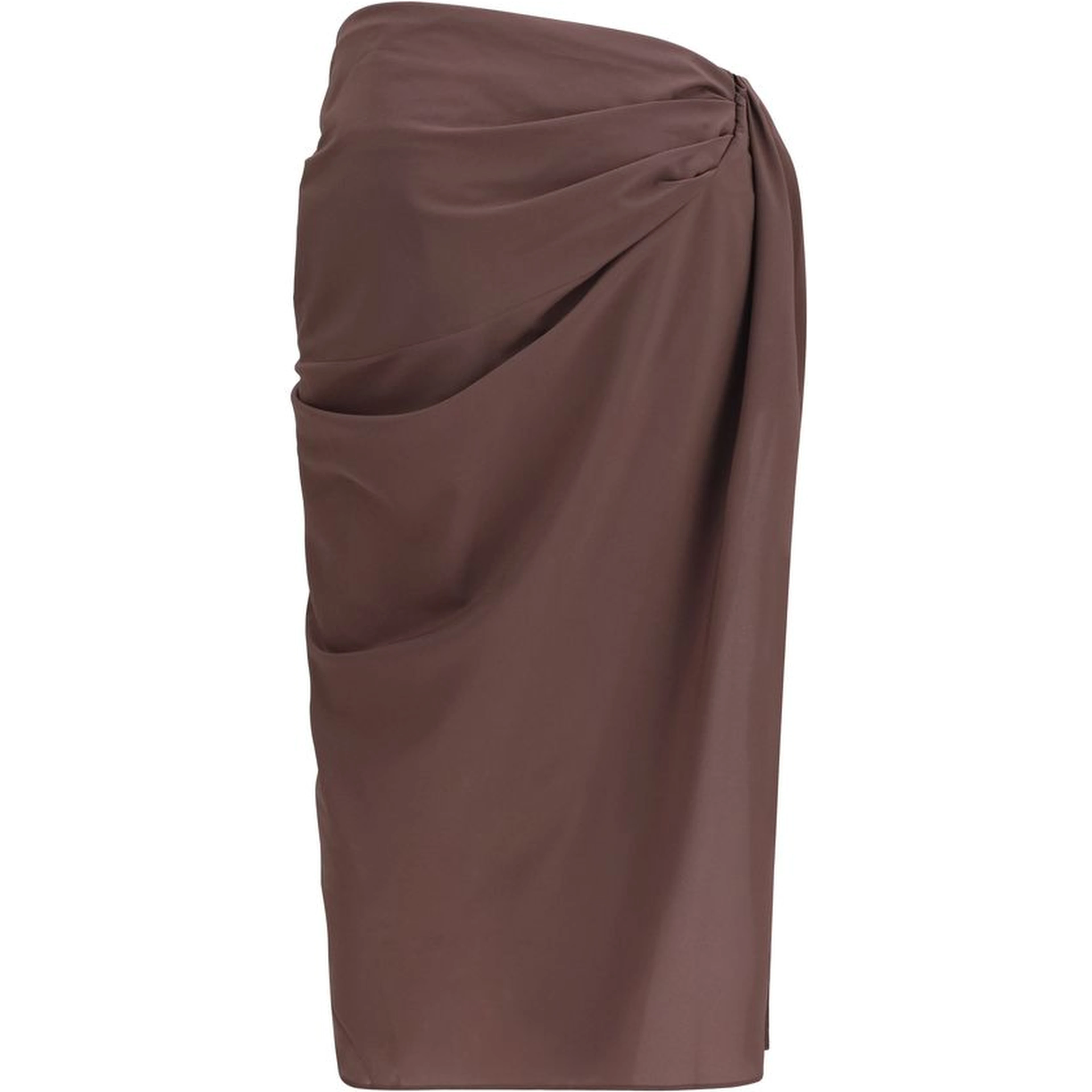 Brown Polyester Midi Skirt