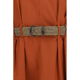 Orange Cotton Casual Dress