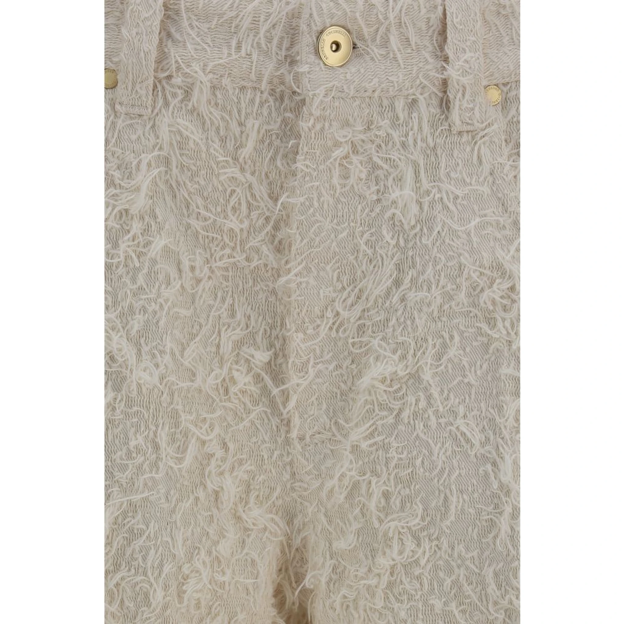 Beige Cotton Cropped Pants