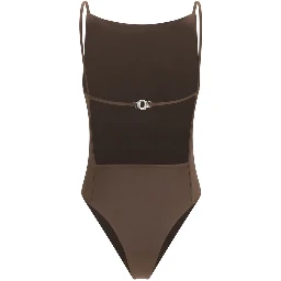 Brown Polyamide One-Piece Swimsuit