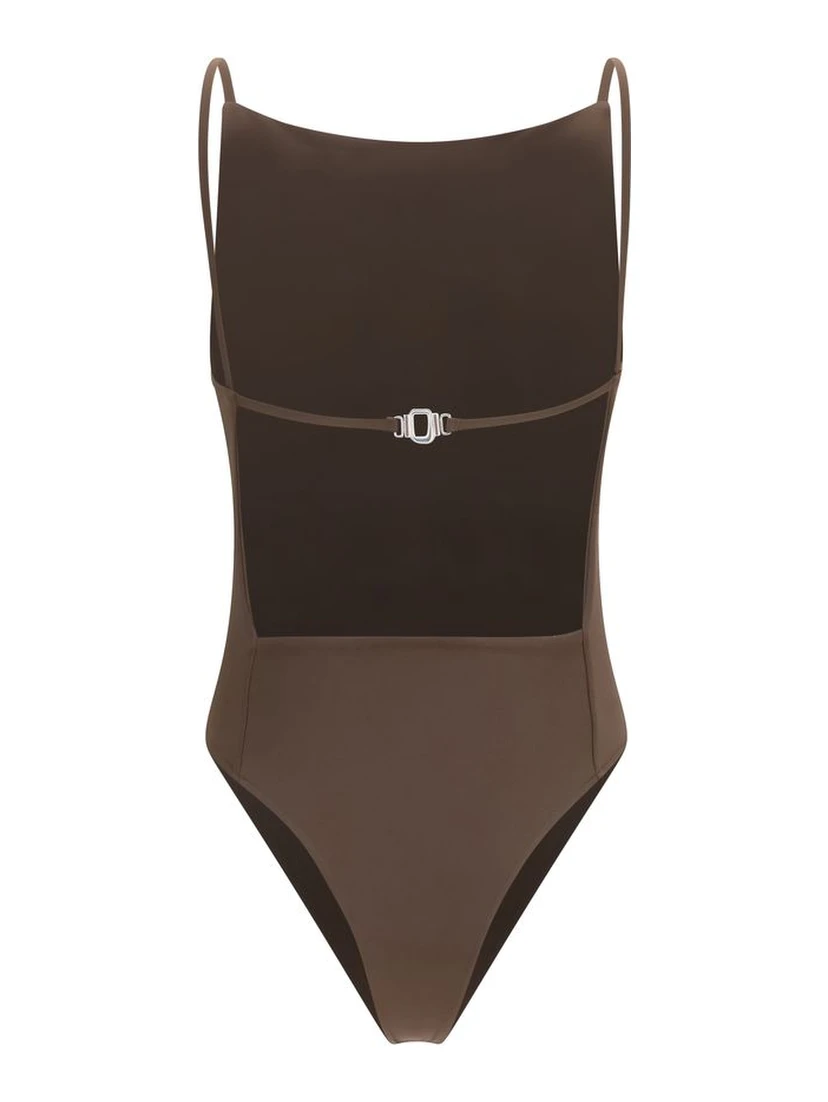 Brown Polyamide One-Piece Swimsuit