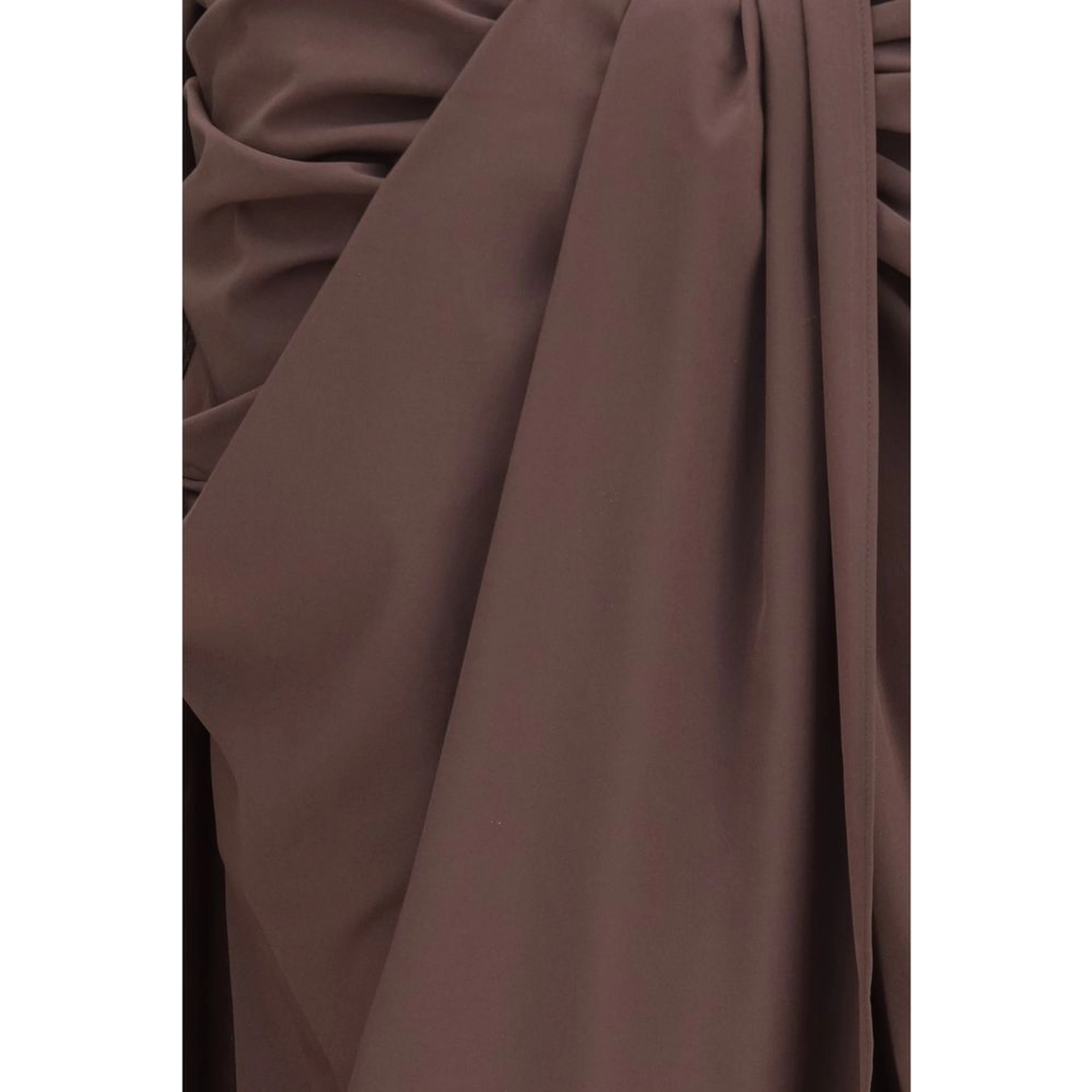 Brown Polyester Midi Skirt