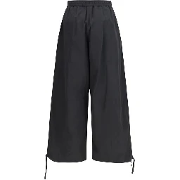 Black Polyester Casual Pants