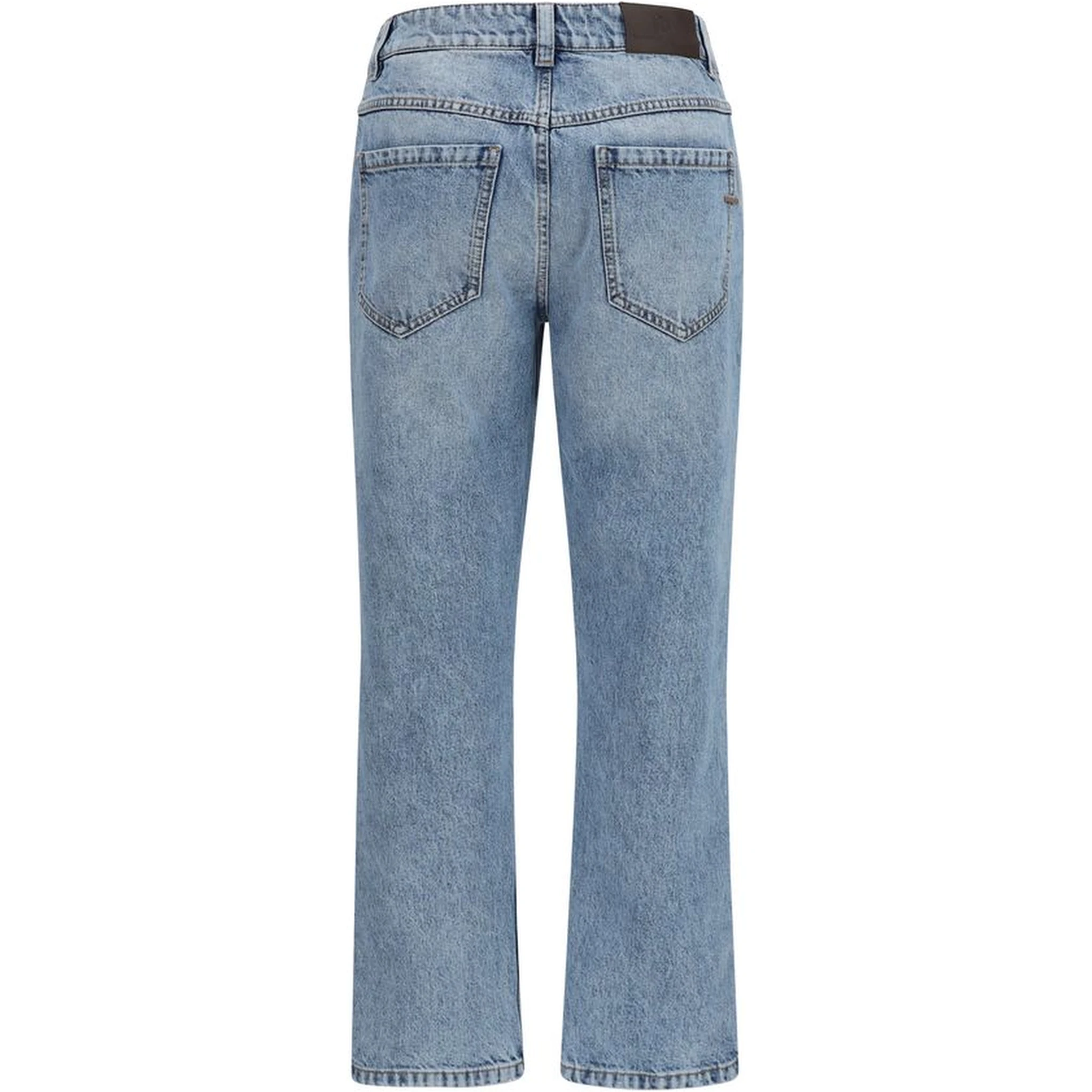 Blue Cotton Straight-Leg Jeans