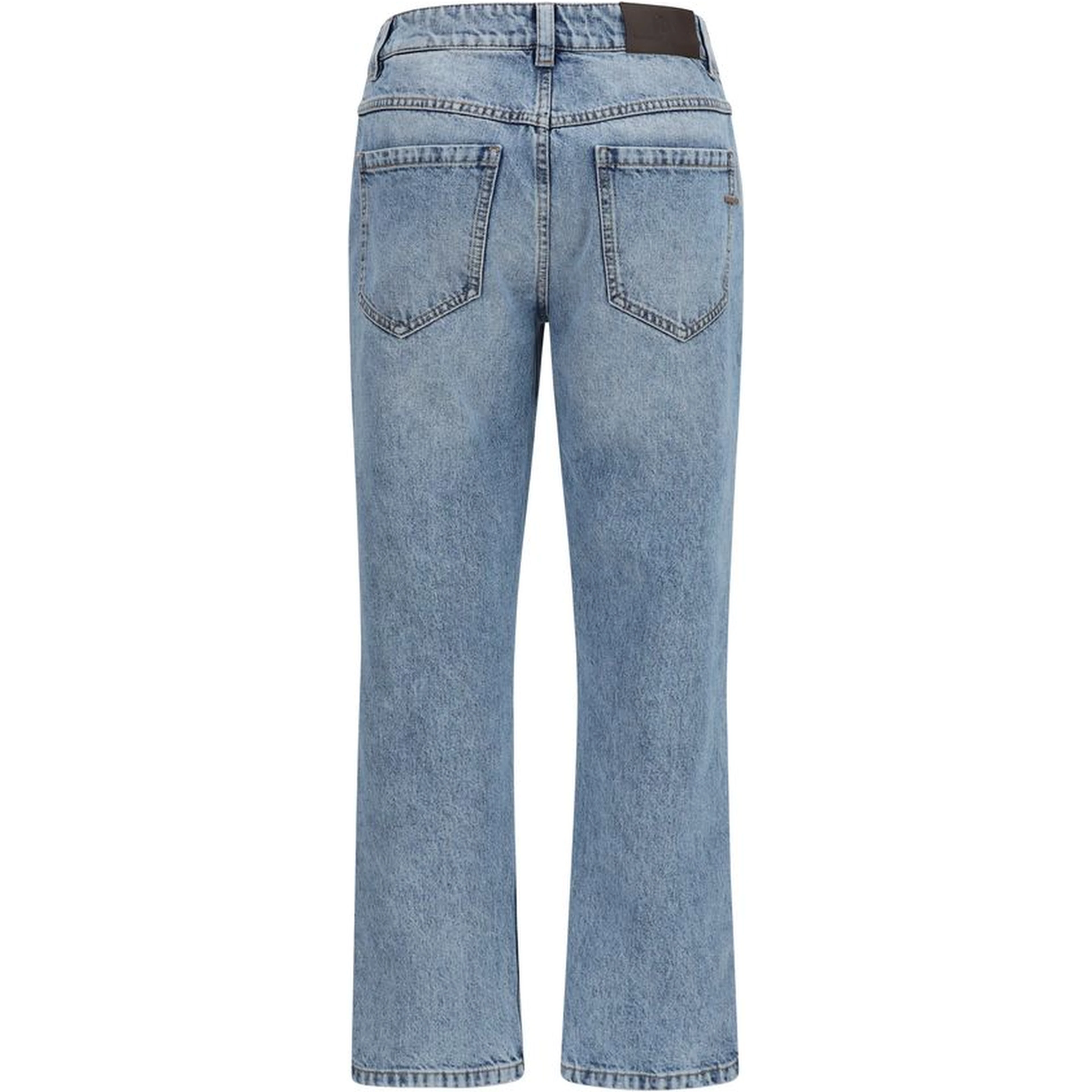Blue Cotton Straight-Leg Jeans
