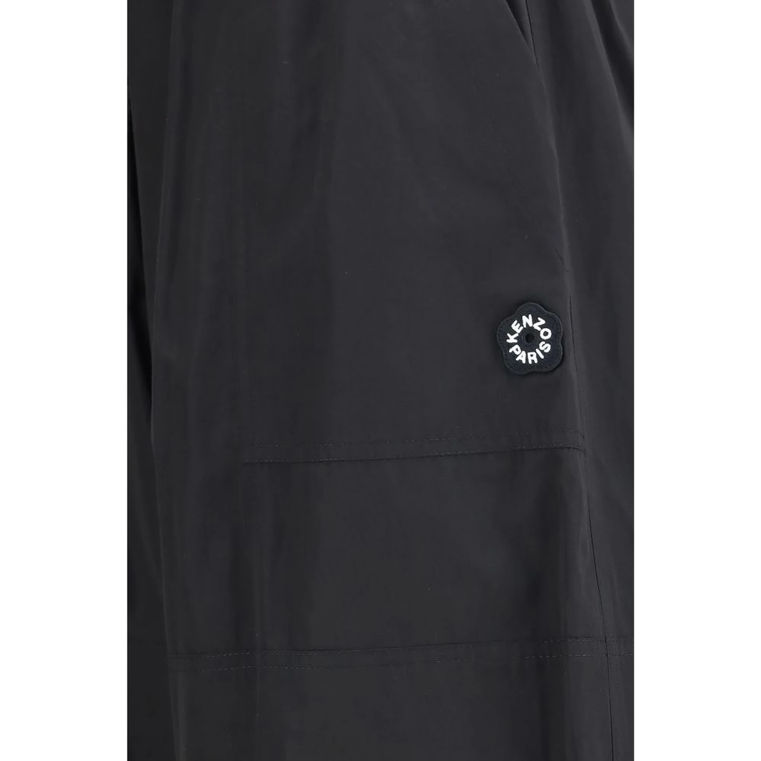 Black Polyester Casual Pants