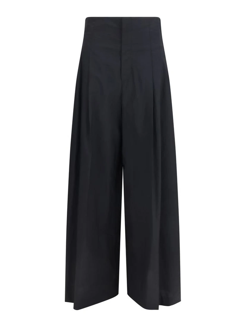 Black Cotton Casual Pants