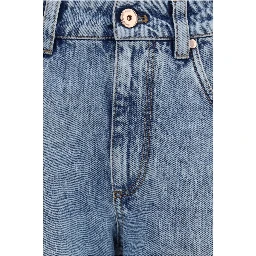 Blue Cotton Straight-Leg Jeans
