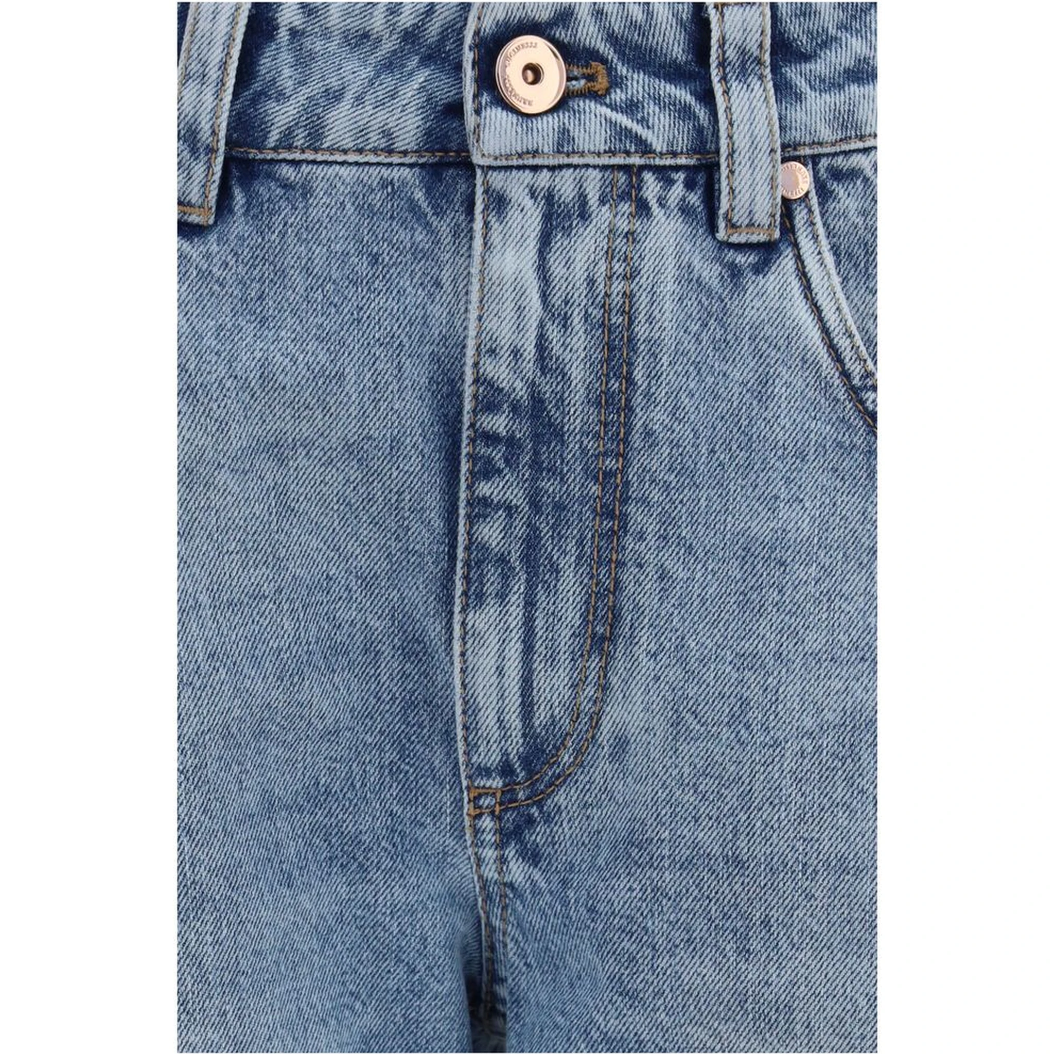Blue Cotton Straight-Leg Jeans