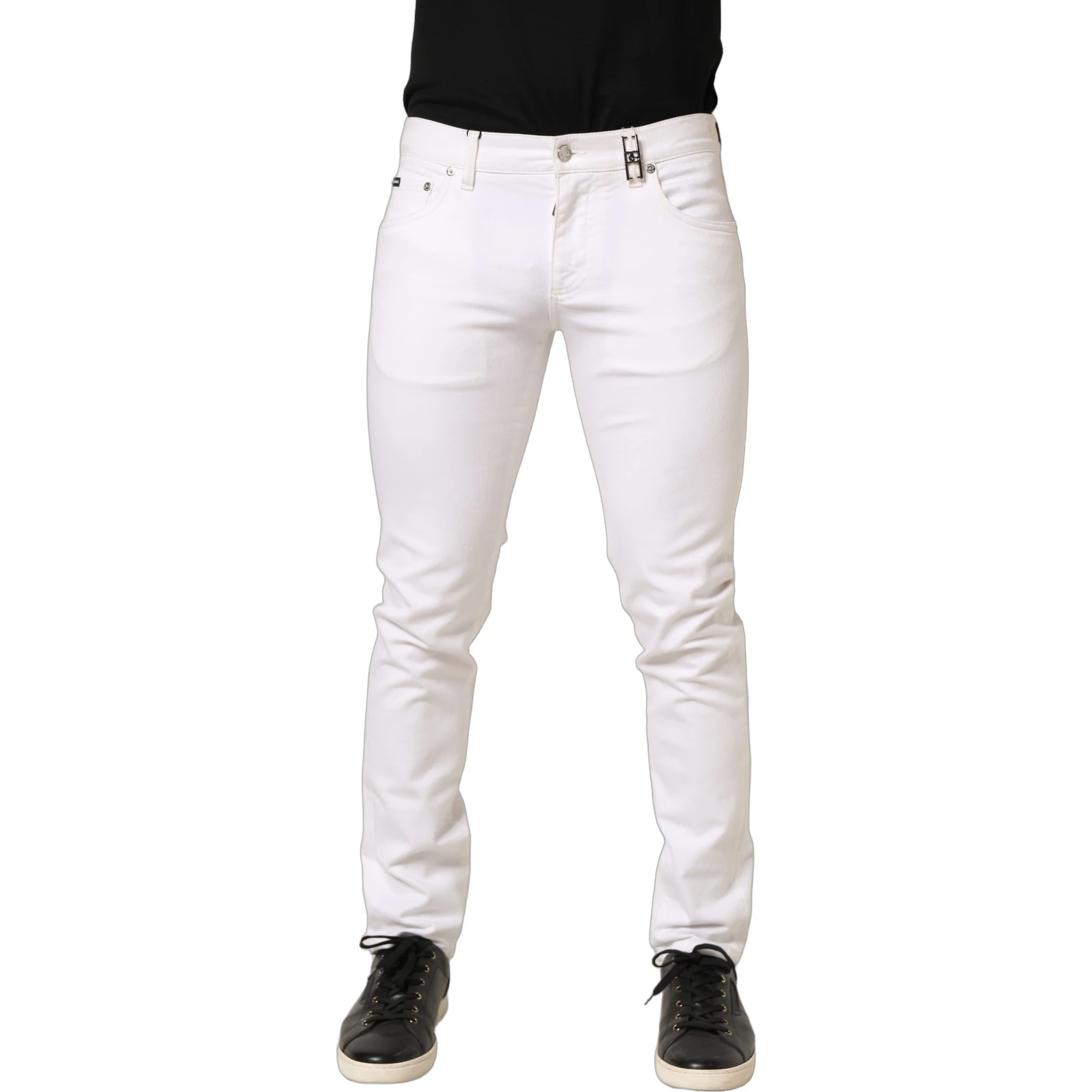White Cotton Skinny Mid Waist Denim Jeans