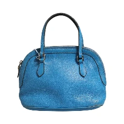 Blue Leather Dome Handbag