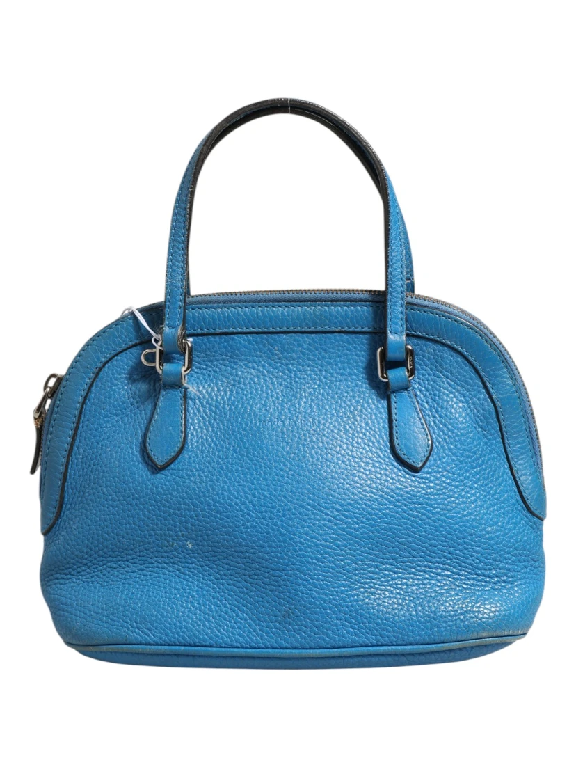 Blue Leather Dome Handbag