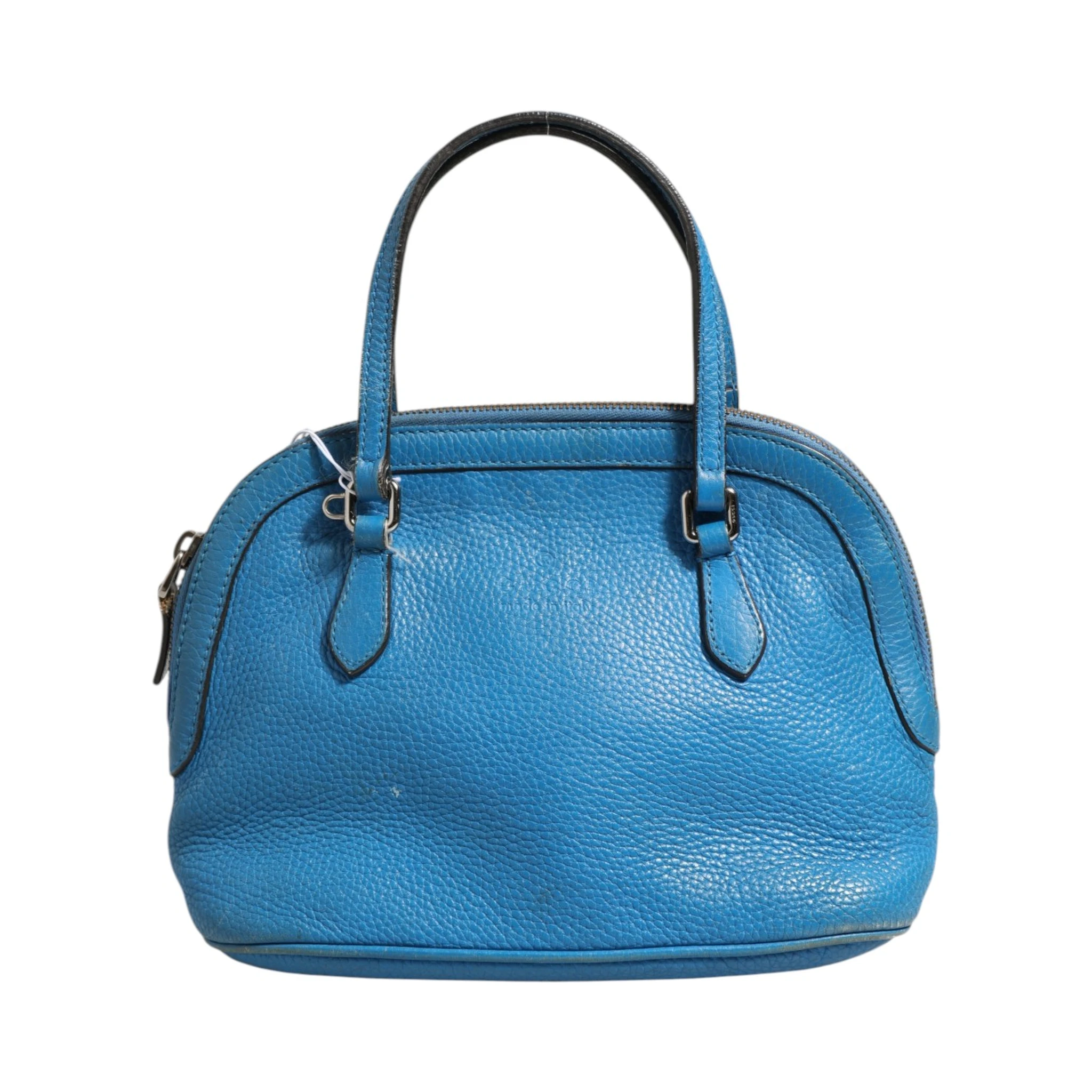 Blue Leather Dome Handbag