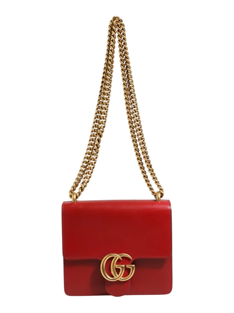 Marmont small shoulder bag in Rosso Ancora red leather