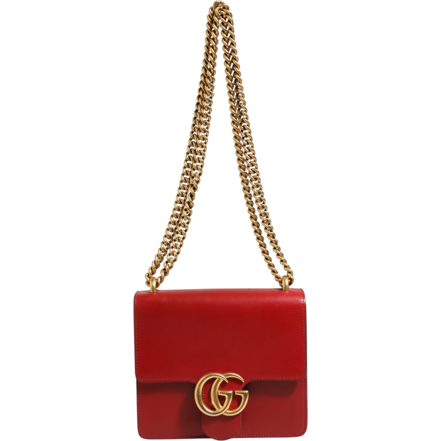 Marmont small shoulder bag in Rosso Ancora red leather