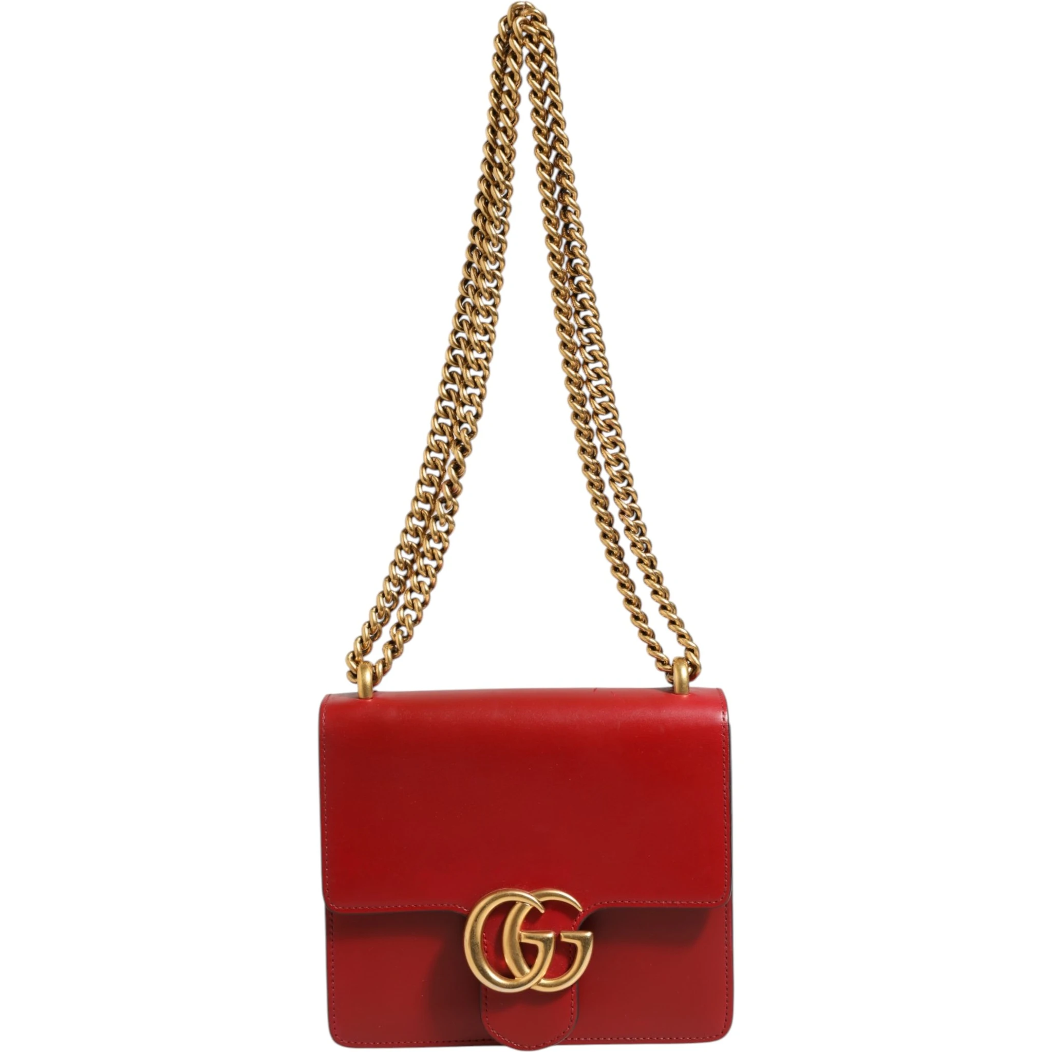 Marmont small shoulder bag in Rosso Ancora red leather