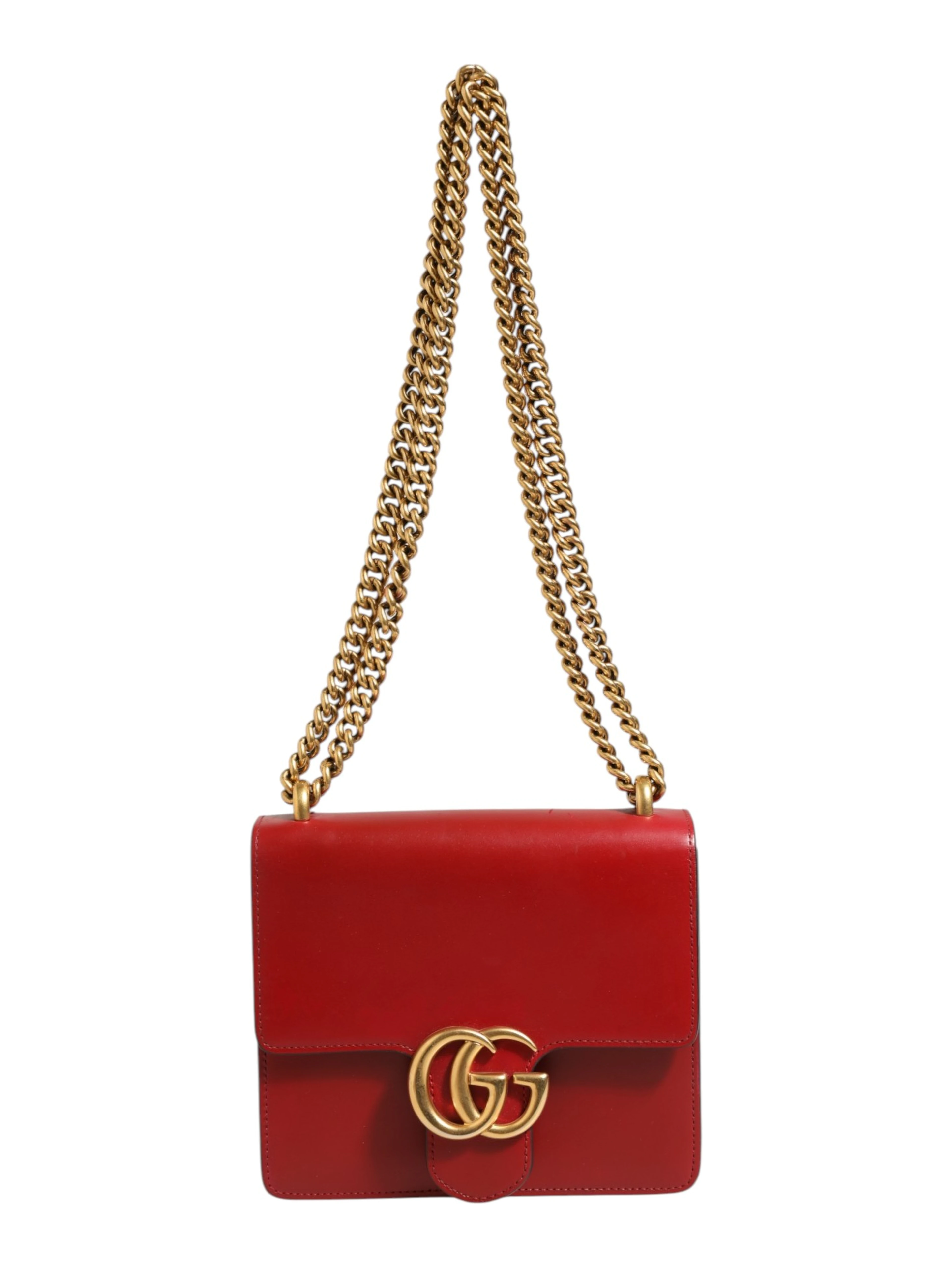 Marmont small shoulder bag in Rosso Ancora red leather