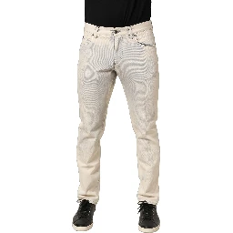 Beige Tie Dye Cotton Straight Men Denim Jeans