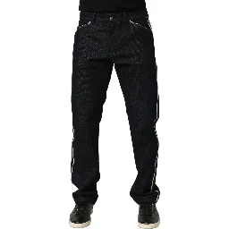 Black Cotton Mid Waist Classic Men Denim Jeans