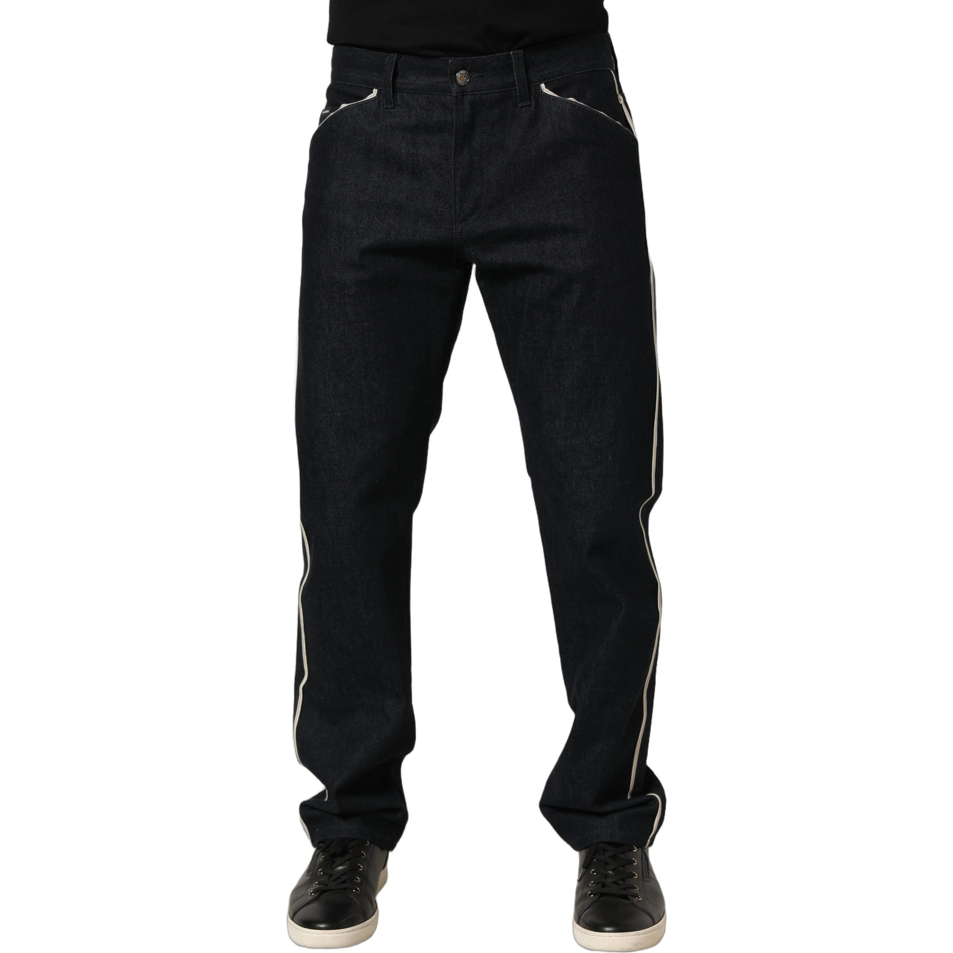 Black Cotton Mid Waist Classic Men Denim Jeans
