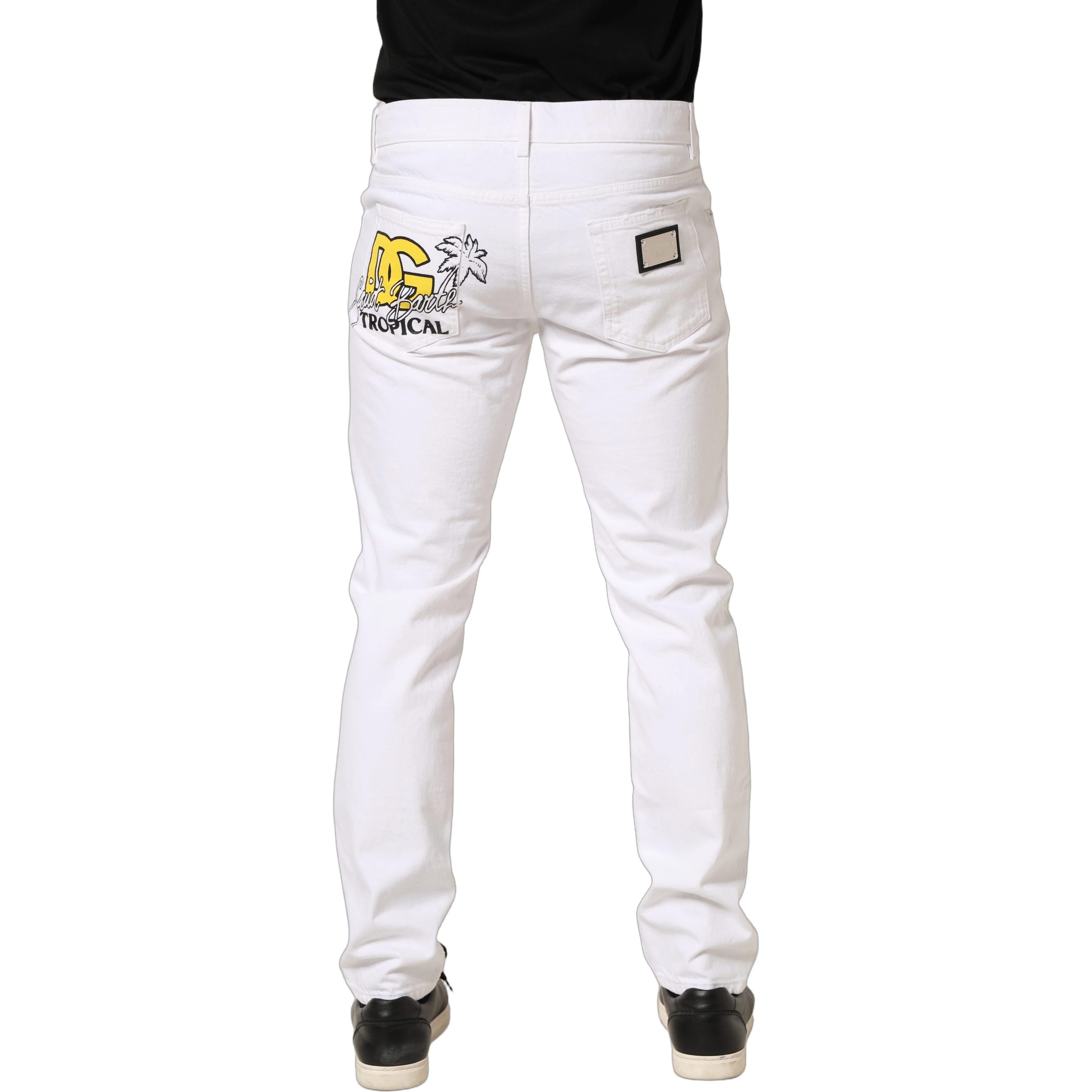 White Cotton Ripped Slim Fit Men Denim Jeans
