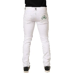 White Cotton Skinny Mid Waist Denim Jeans
