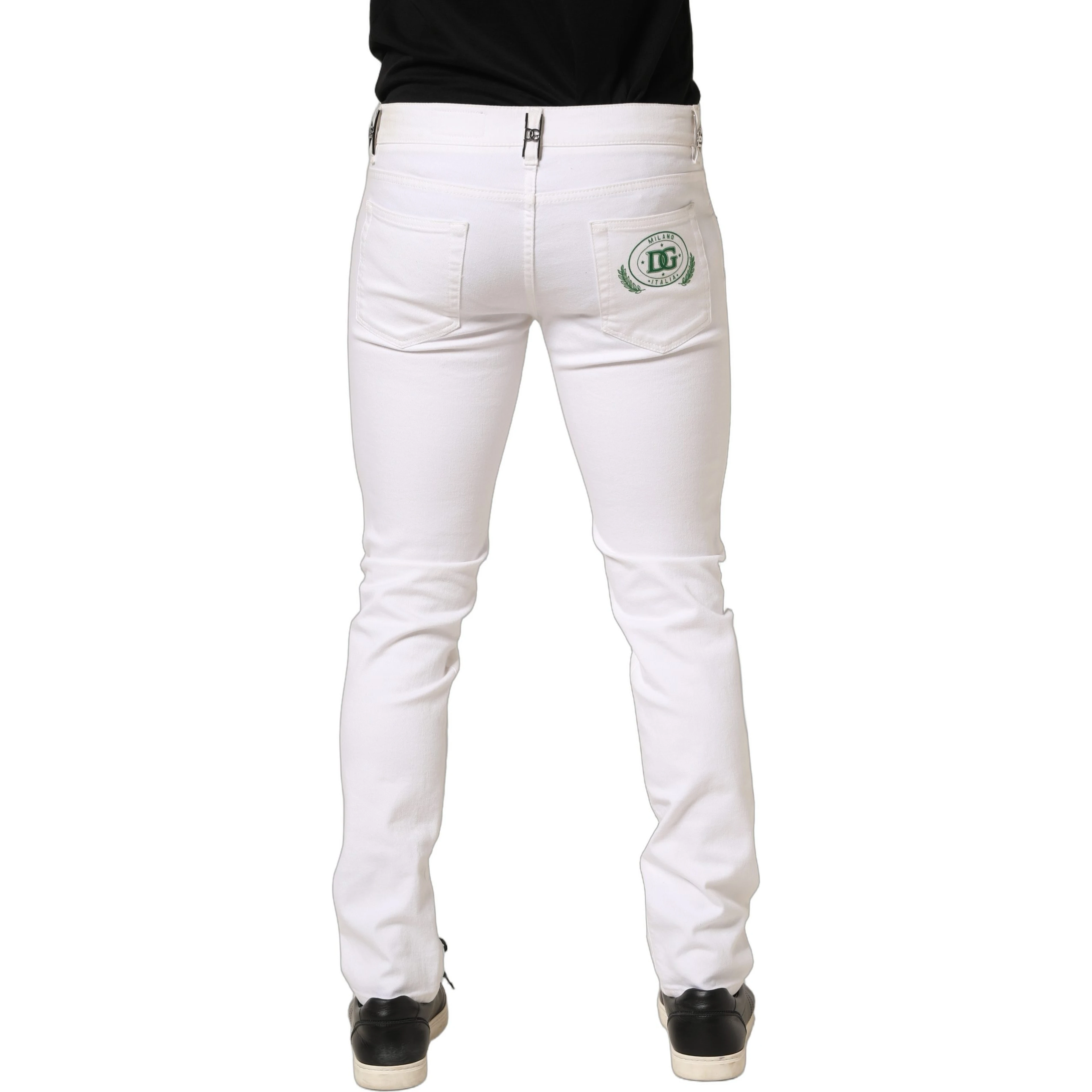 White Cotton Skinny Mid Waist Denim Jeans