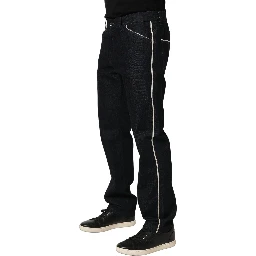 Black Cotton Mid Waist Classic Men Denim Jeans