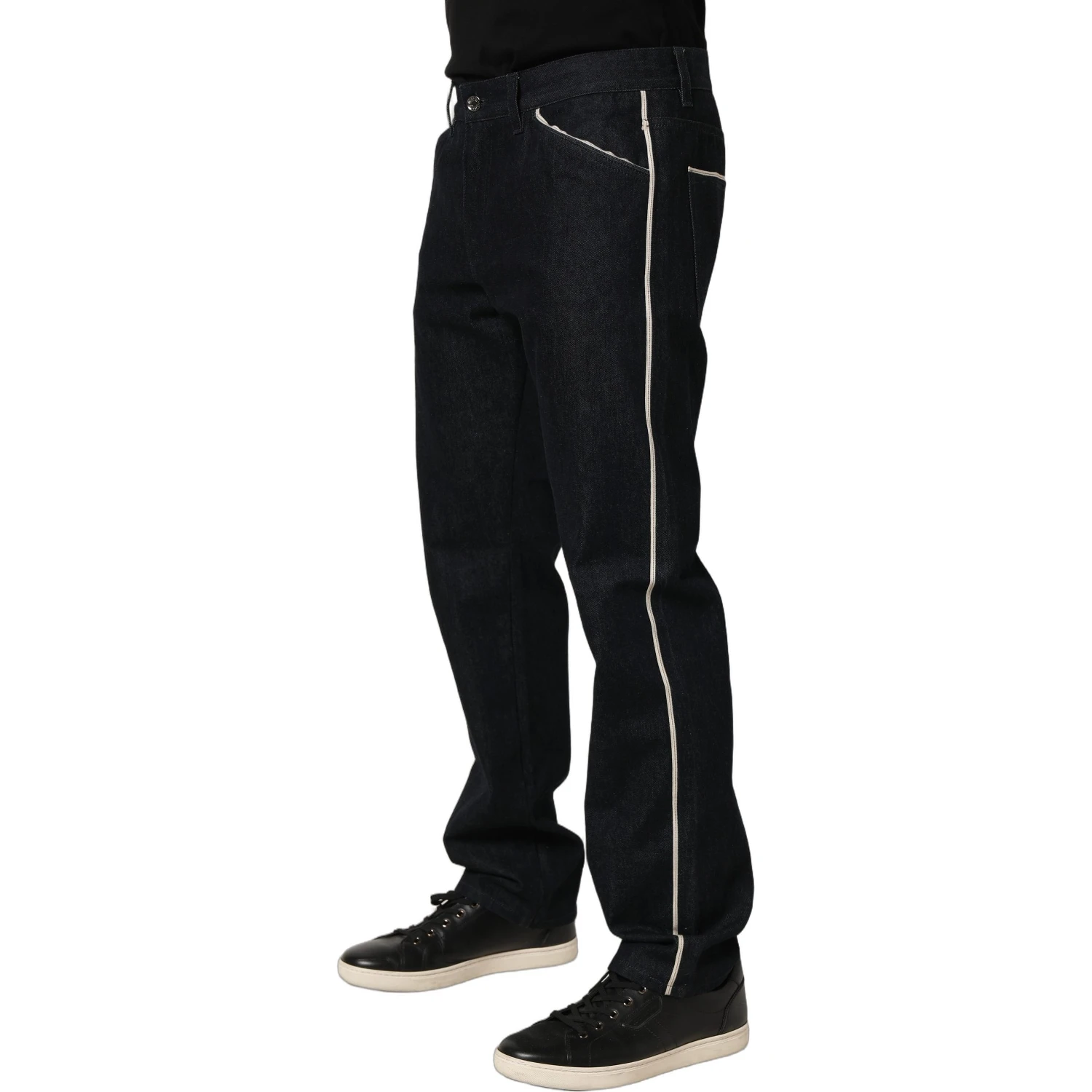 Black Cotton Mid Waist Classic Men Denim Jeans