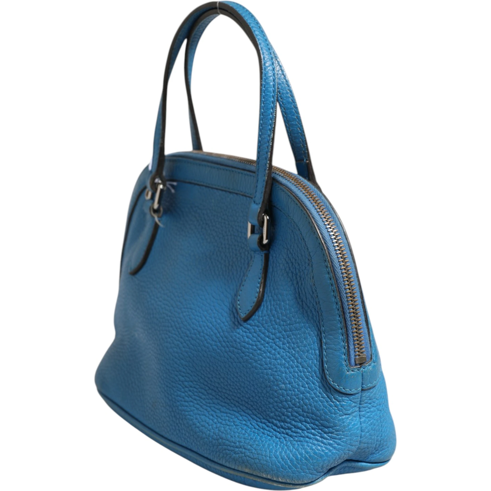 Blue Leather Dome Handbag