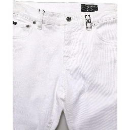 White Cotton Skinny Mid Waist Denim Jeans