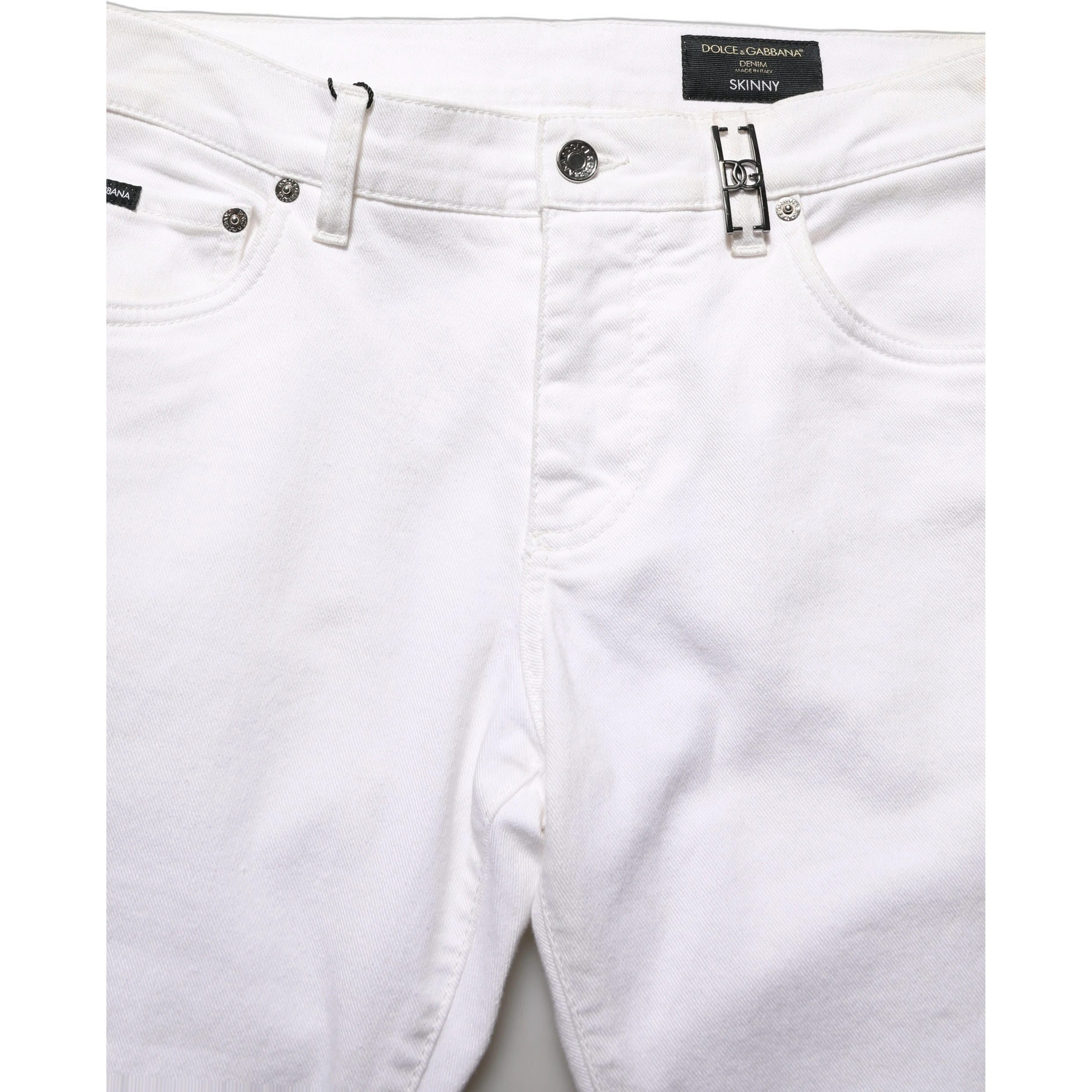 White Cotton Skinny Mid Waist Denim Jeans