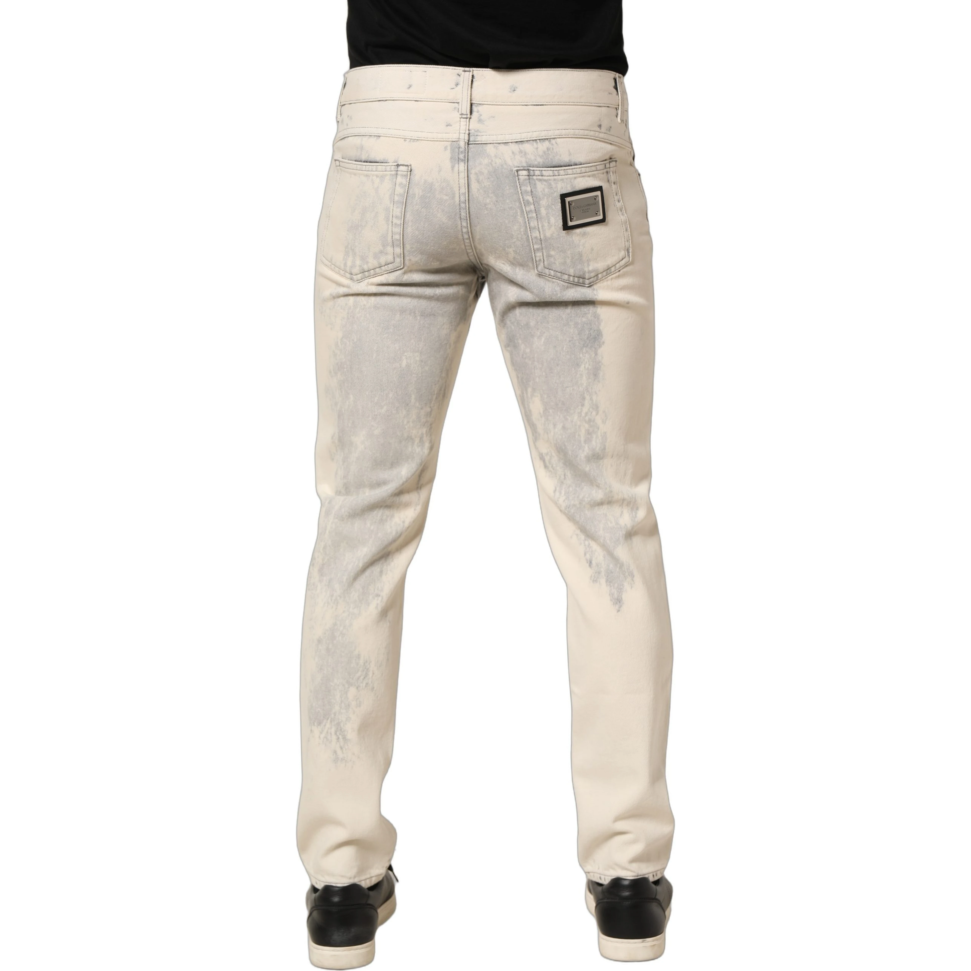 Beige Tie Dye Cotton Straight Men Denim Jeans