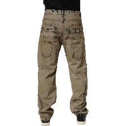Beige Bleached Deconstructed Men Denim Jeans