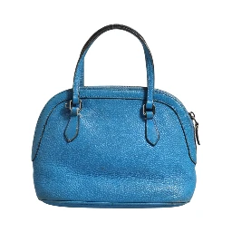 Blue Leather Dome Handbag