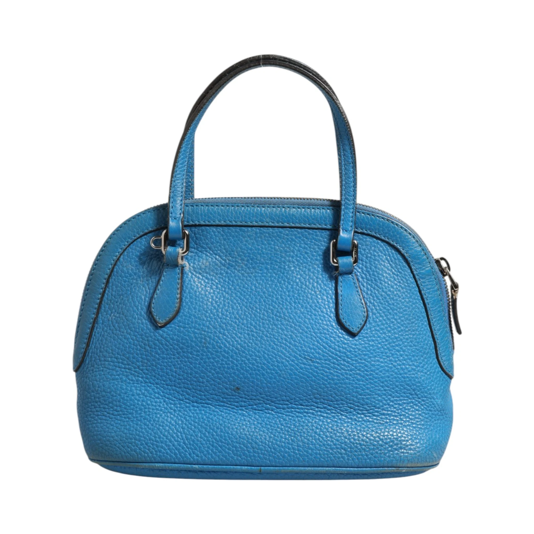 Blue Leather Dome Handbag