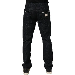 Black Cotton Mid Waist Classic Men Denim Jeans