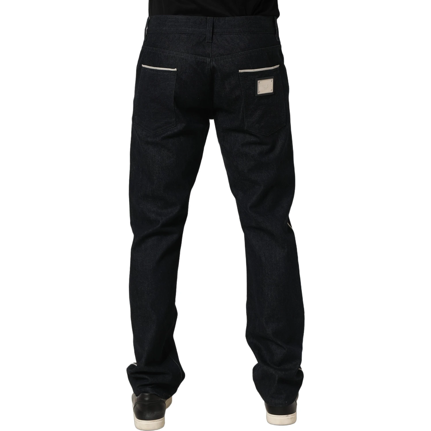 Black Cotton Mid Waist Classic Men Denim Jeans