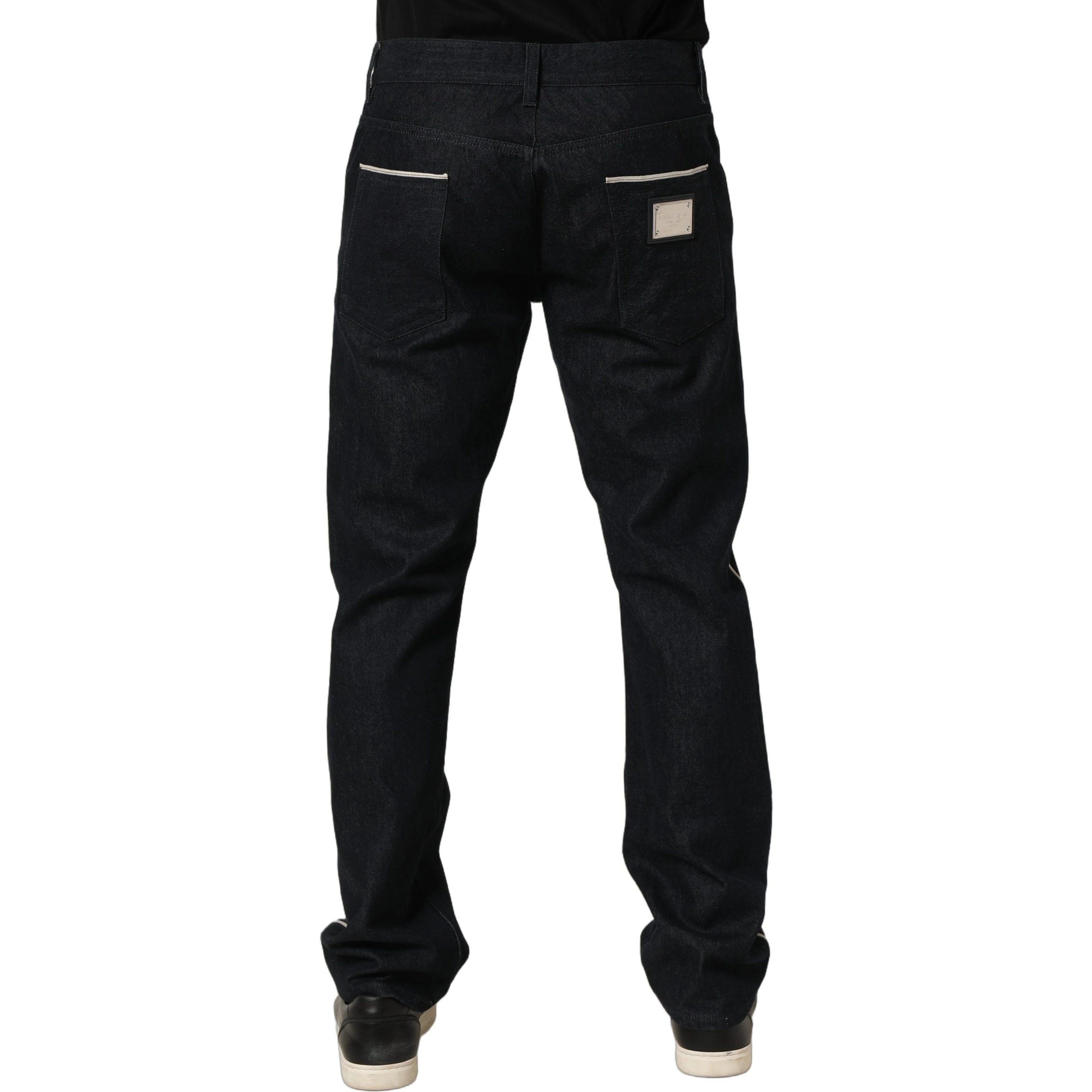 Black Cotton Mid Waist Classic Men Denim Jeans