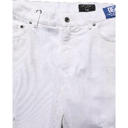 White Cotton Ripped Slim Fit Men Denim Jeans