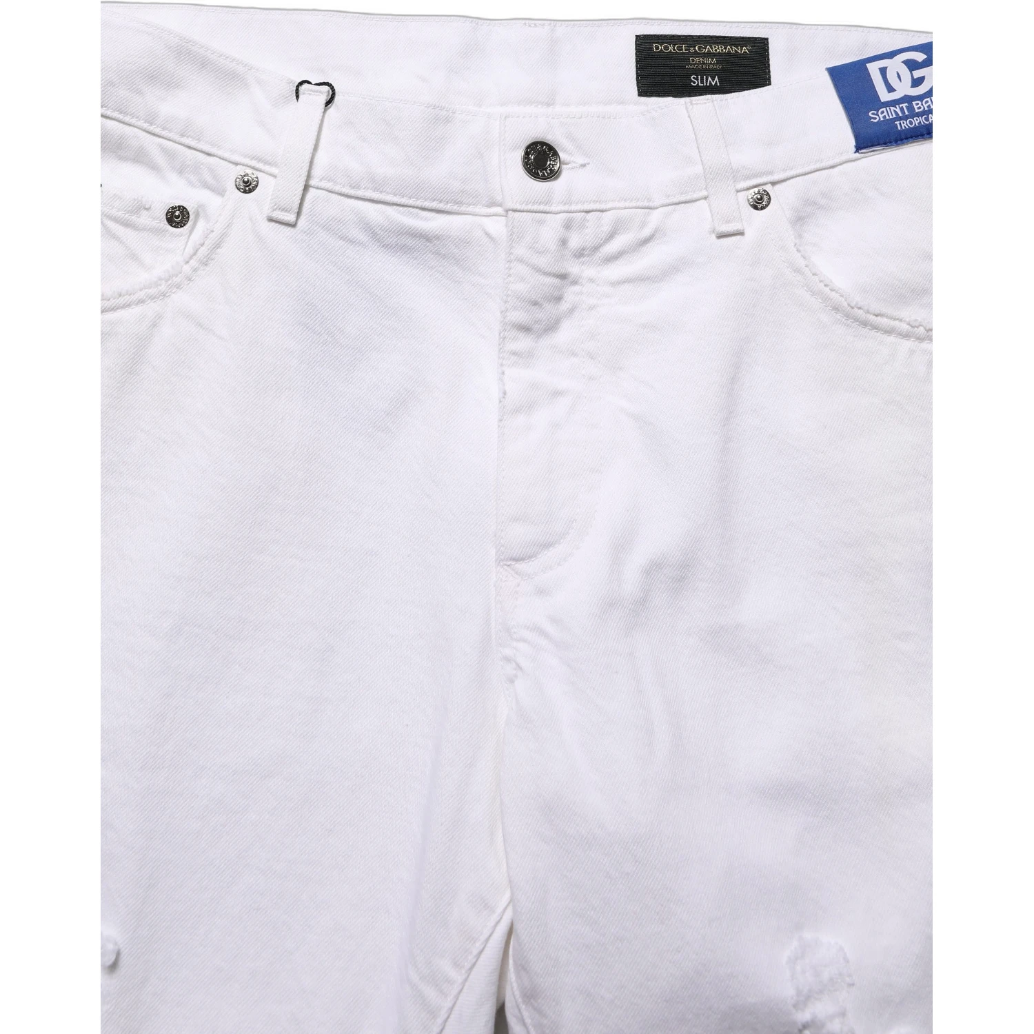 White Cotton Ripped Slim Fit Men Denim Jeans